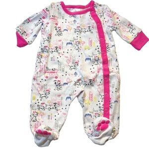 Disney Baby Store White Pink 101 Dalmatians Dog Baby‎ Girls Snap Footie